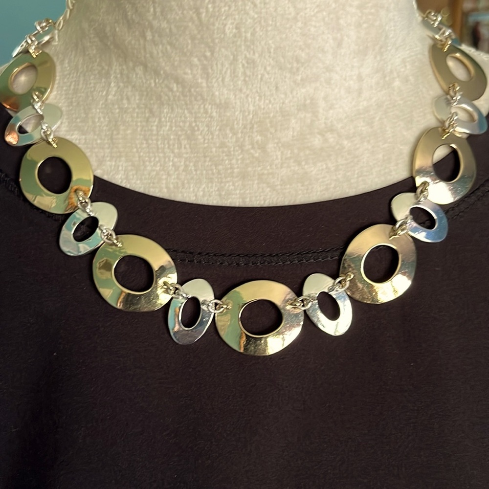 Liz Claiborne gold & silver-tone necklace, mixed metals-THE new look for Spring